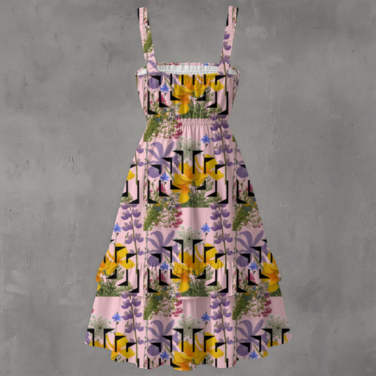 California Summer Flowers tiered dress (pink)