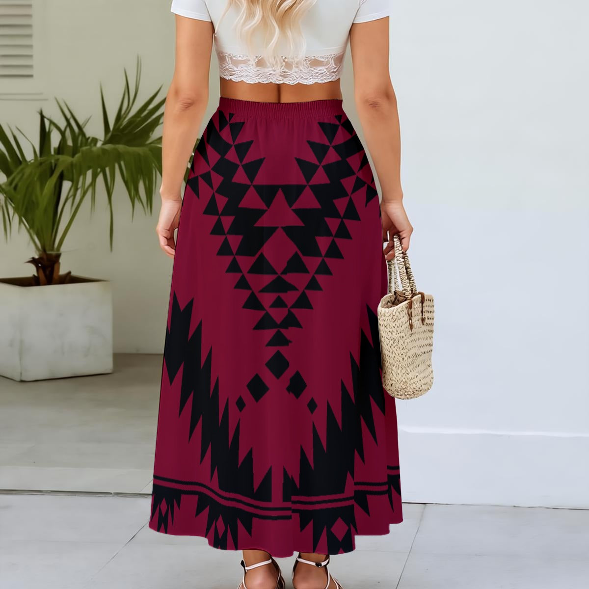 Basket Chiffon Skirt Winter 2025 Burgundy