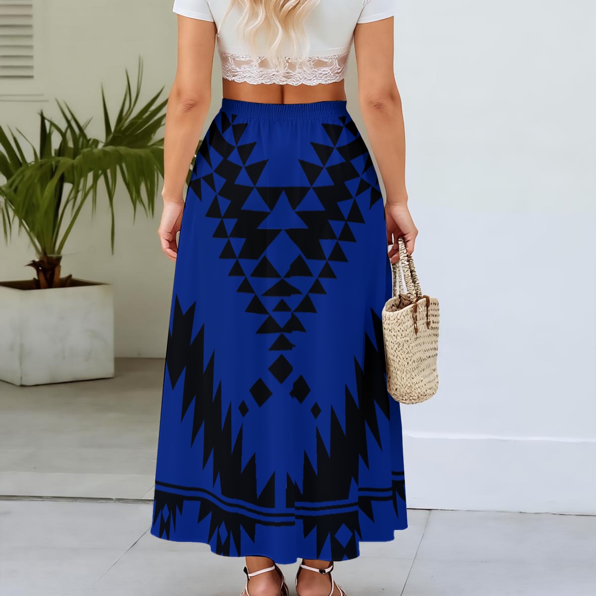 Basket Maxi Chiffon Skirt Winter 2025 blue