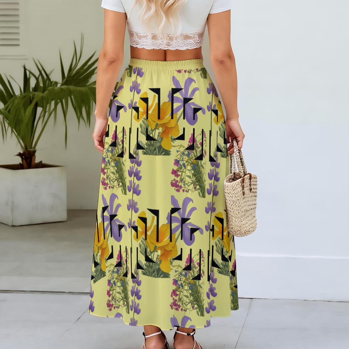 Cali Summer Flowers Chiffon Skirt (yellow)